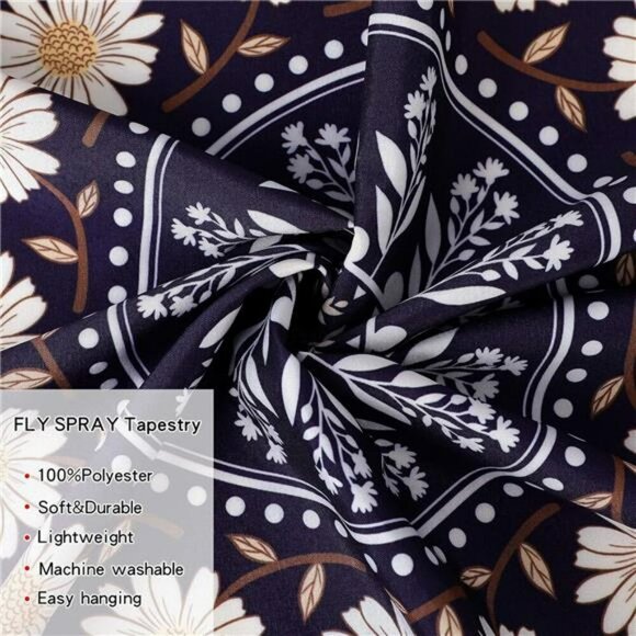 Boho Mandala Tapestry Wall Hanging Floral Pink Rose Hippie Room Decor - Picture 5 of 8